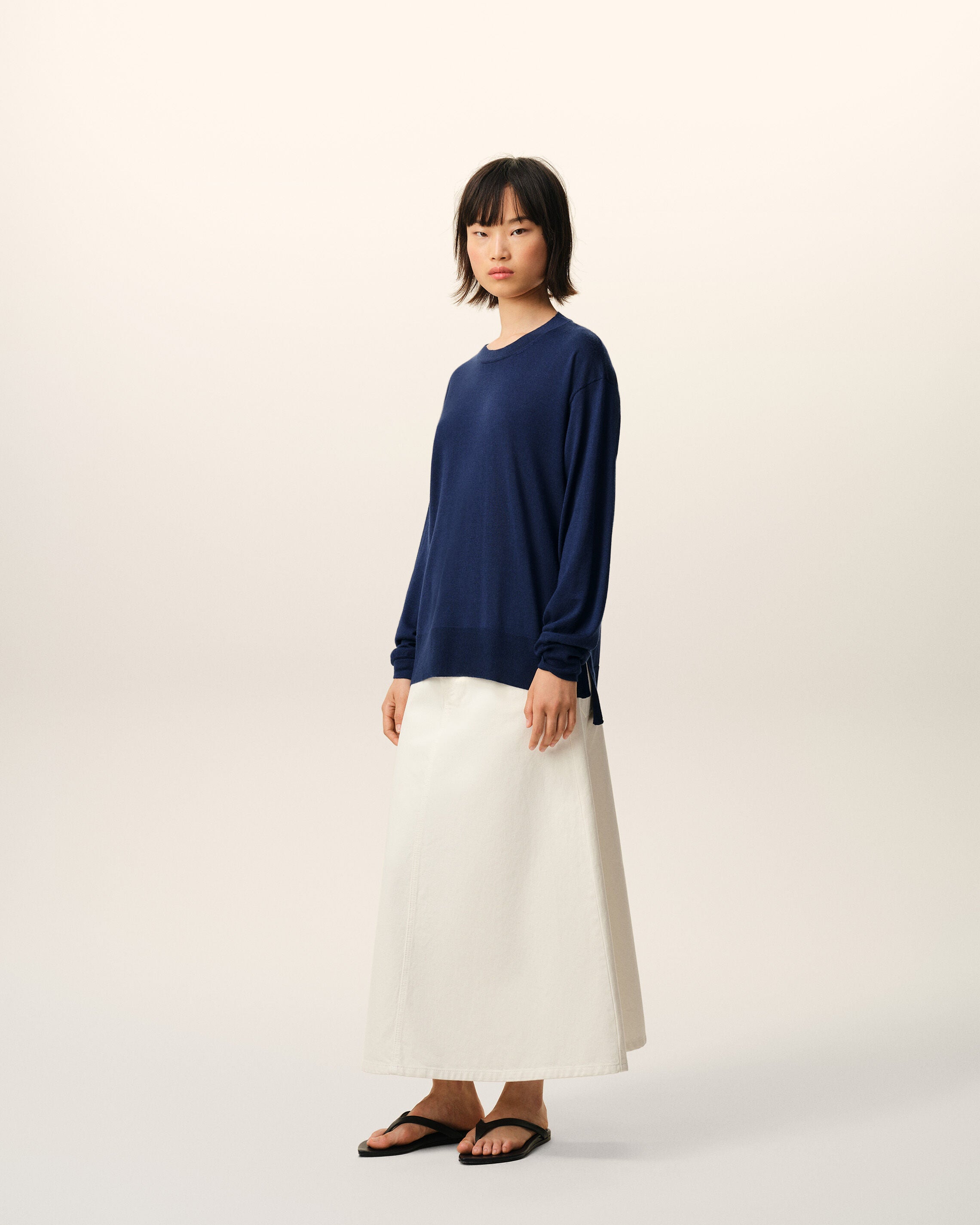 Bleu Thin Wool Crewneck Ami De Coeur Sweater - 11
