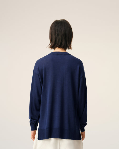 Bleu Thin Wool Crewneck Ami De Coeur Sweater - Woman - 10 - AMI Paris - Ami Paris