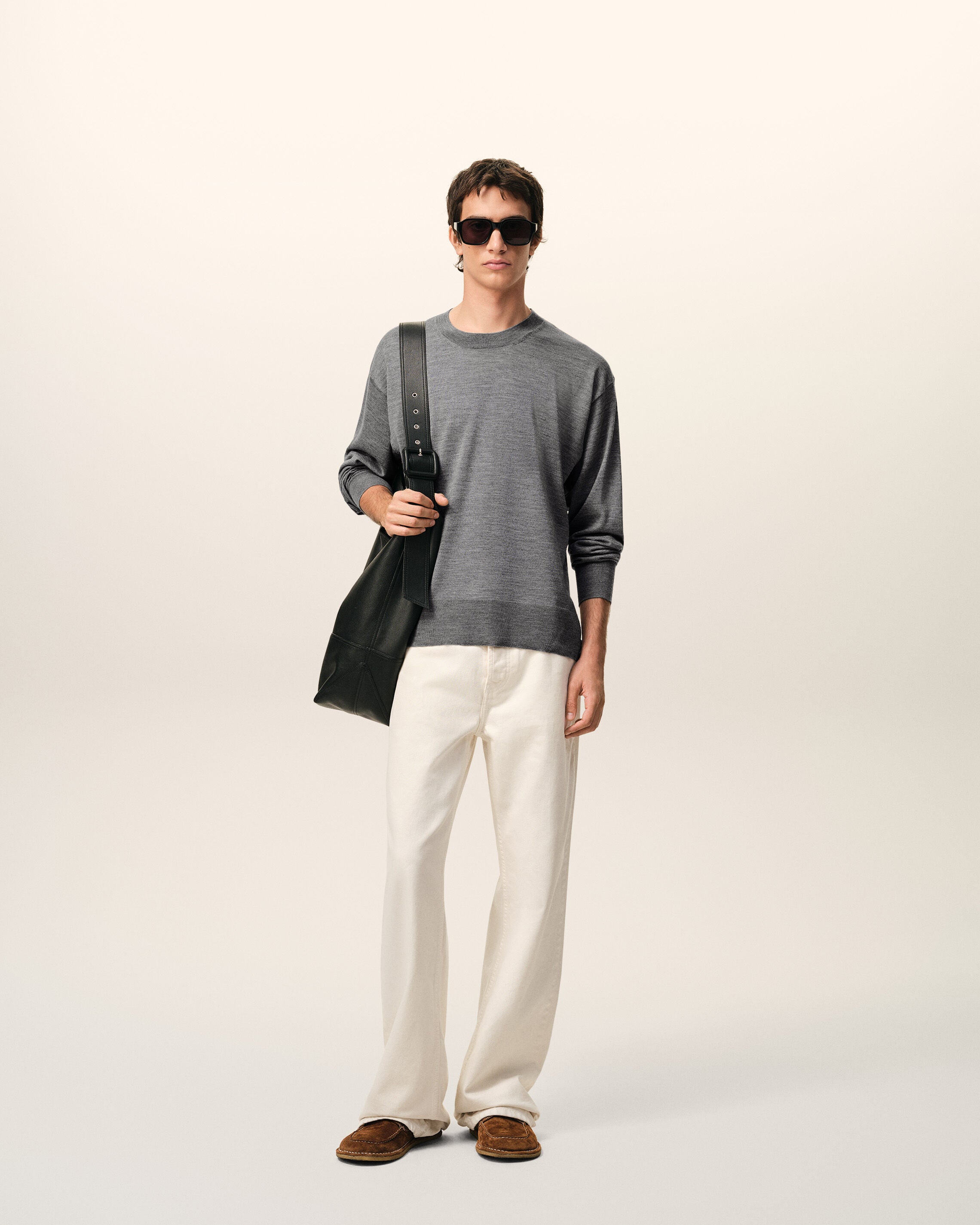 Grey Thin Wool Crewneck Ami De Coeur Sweater - 2