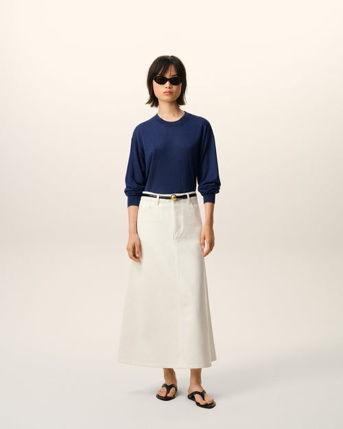                                     Jersey de cuello redondo Ami de Cœur de lana fina azul - 3                                 - Ami Paris