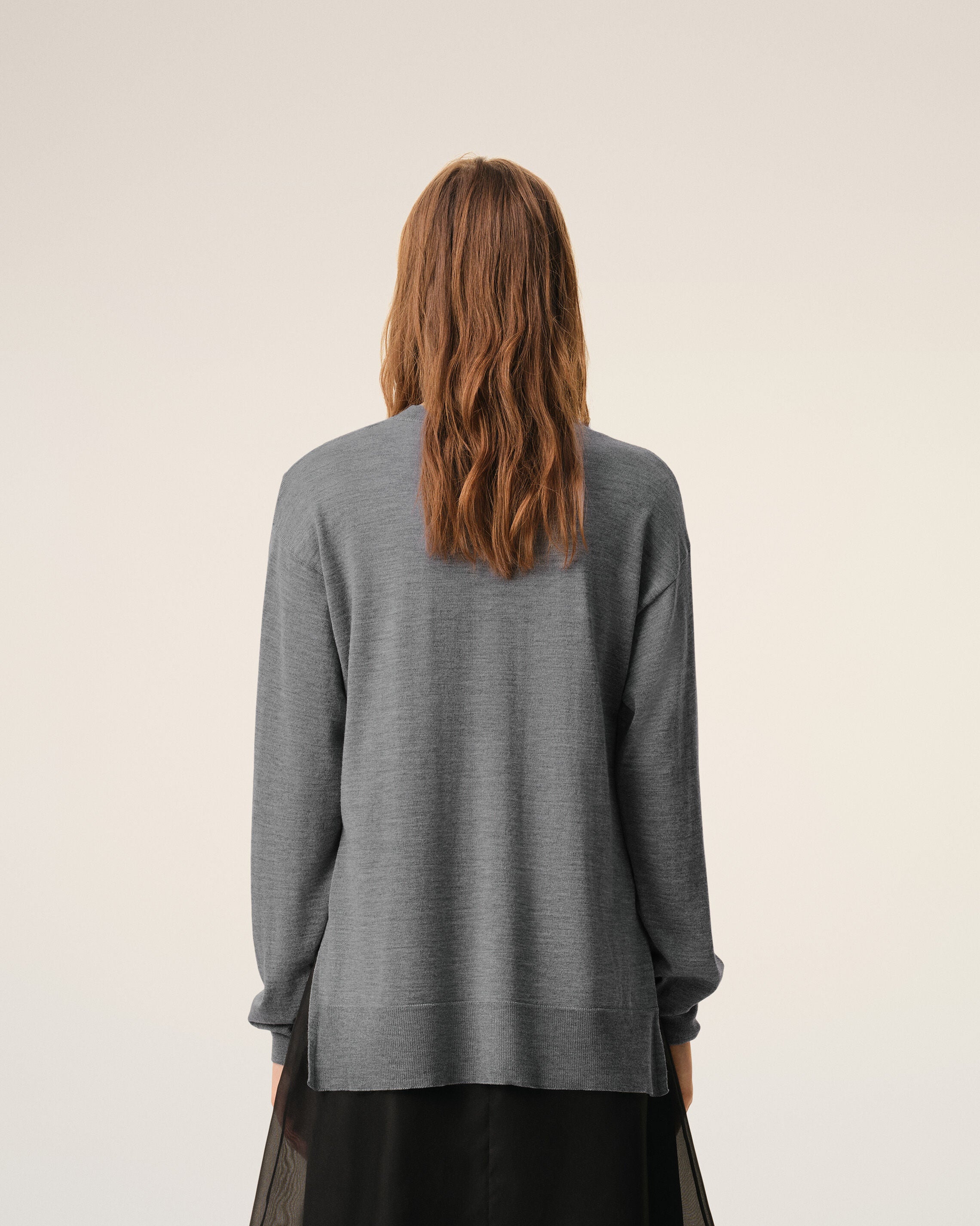 Grey Thin Wool Crewneck Ami De Coeur Sweater - 11