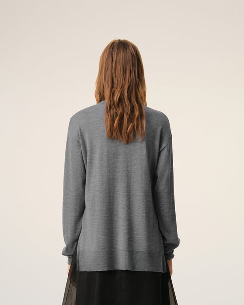 Grey Thin Wool Crewneck Ami De Coeur Sweater - Woman - 11 - AMI Paris - Ami Paris