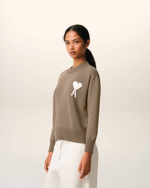 Beige Wool And Cotton Crewneck Ami De Coeur Sweater - Woman - 11 - AMI Paris - Ami Paris