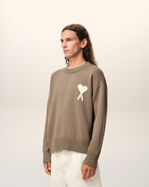 Pull Beige Col Rond Ami De Coeur en Laine Et Coton - 6 - Ami Paris