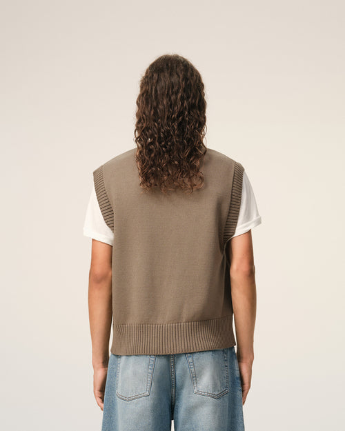 Jersey sin mangas Ami de Cœur de lana y algodón beige - Hombre - 5 - AMI Paris - Ami Paris