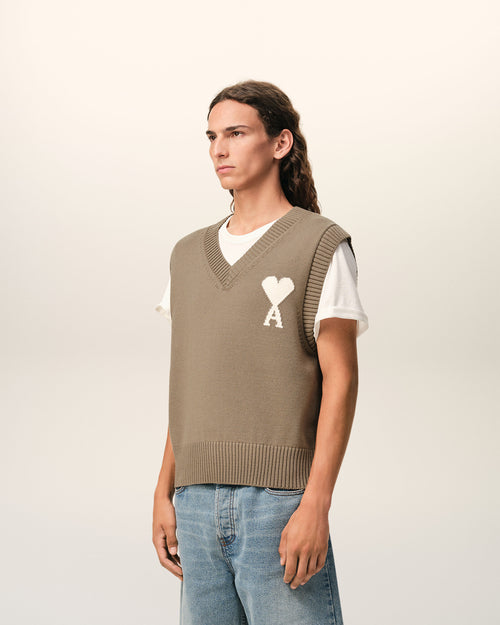 Jersey sin mangas Ami de Cœur de lana y algodón beige - Hombre - 6 - AMI Paris - Ami Paris