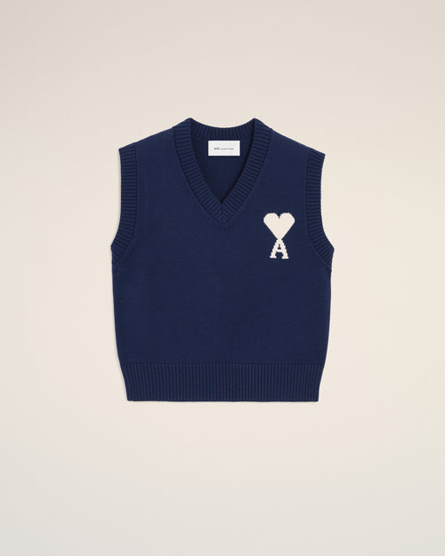                                     Blue Wool And Cotton Sleeveless Ami De Coeur Sweater - 3                                 - Ami Paris
