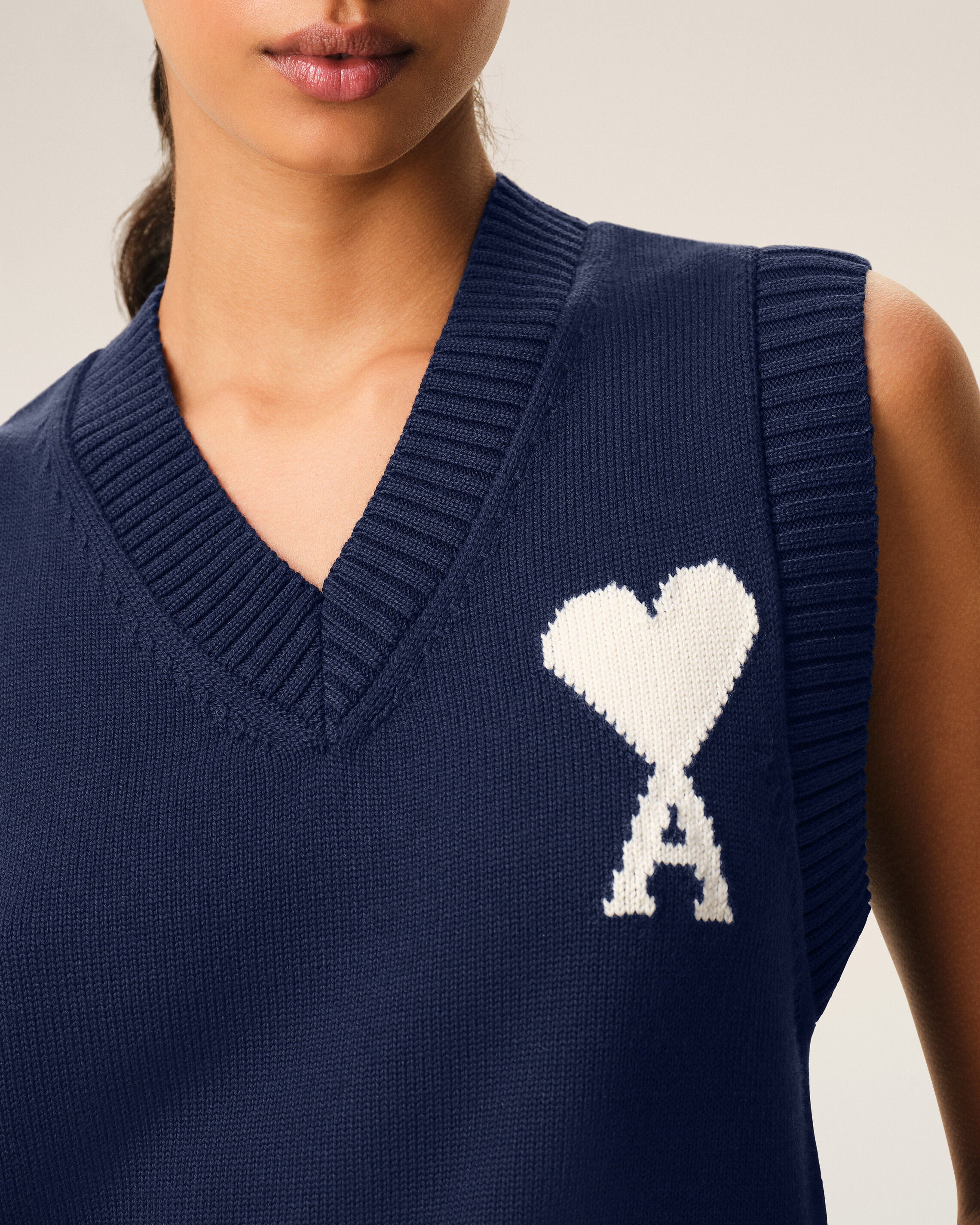 Pull Bleu Sans Manches Ami De Coeur en Laine Et Coton - 10