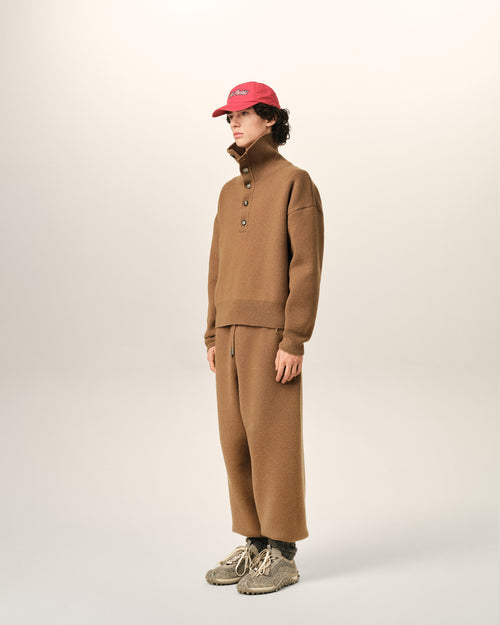 Brown high buttoned collar wool sweater - Man - 6 - AMI Paris - Ami Paris