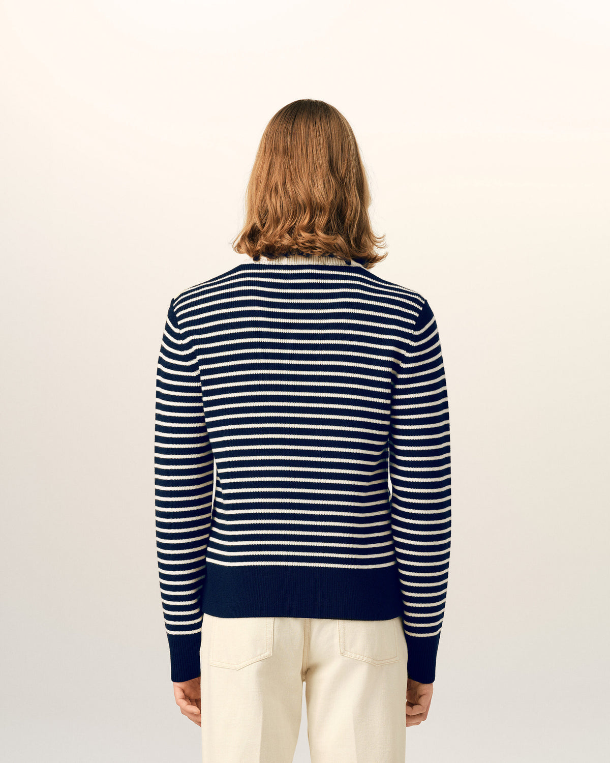Blue sailor striped wool crewneck sweater - 5