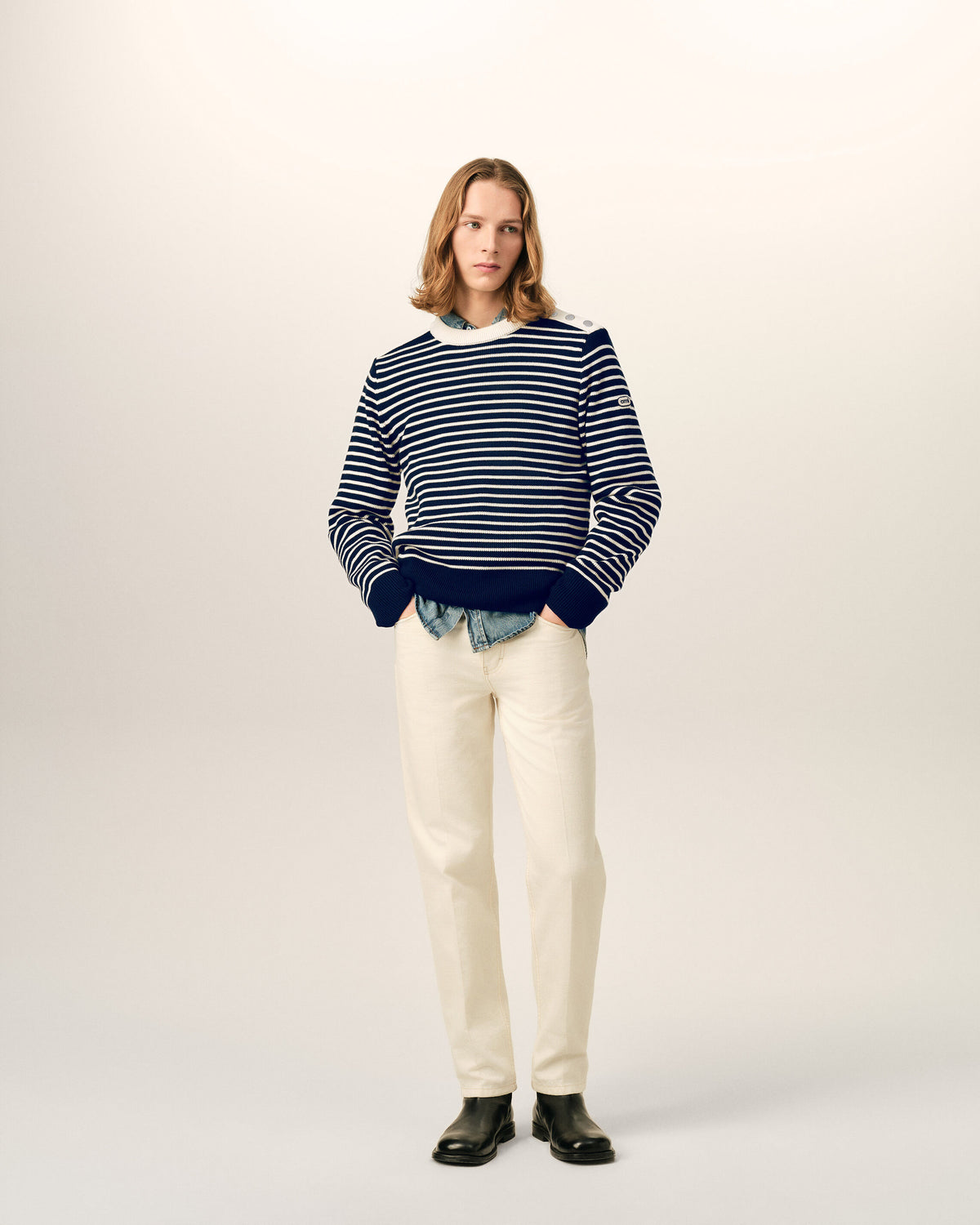 Blue sailor striped wool crewneck sweater - 3