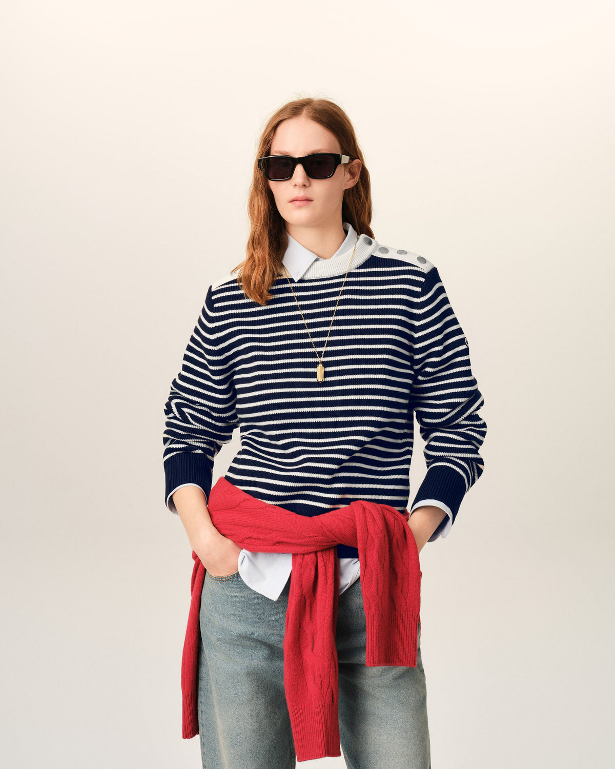 Blue sailor striped wool crewneck sweater - 8