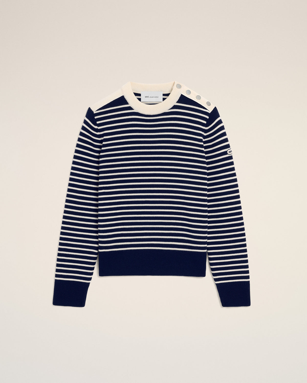 Blue sailor striped wool crewneck sweater - 7