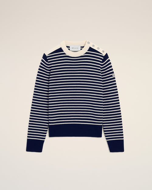 Blue sailor striped wool crewneck sweater - Woman - 7 - AMI Paris - Ami Paris