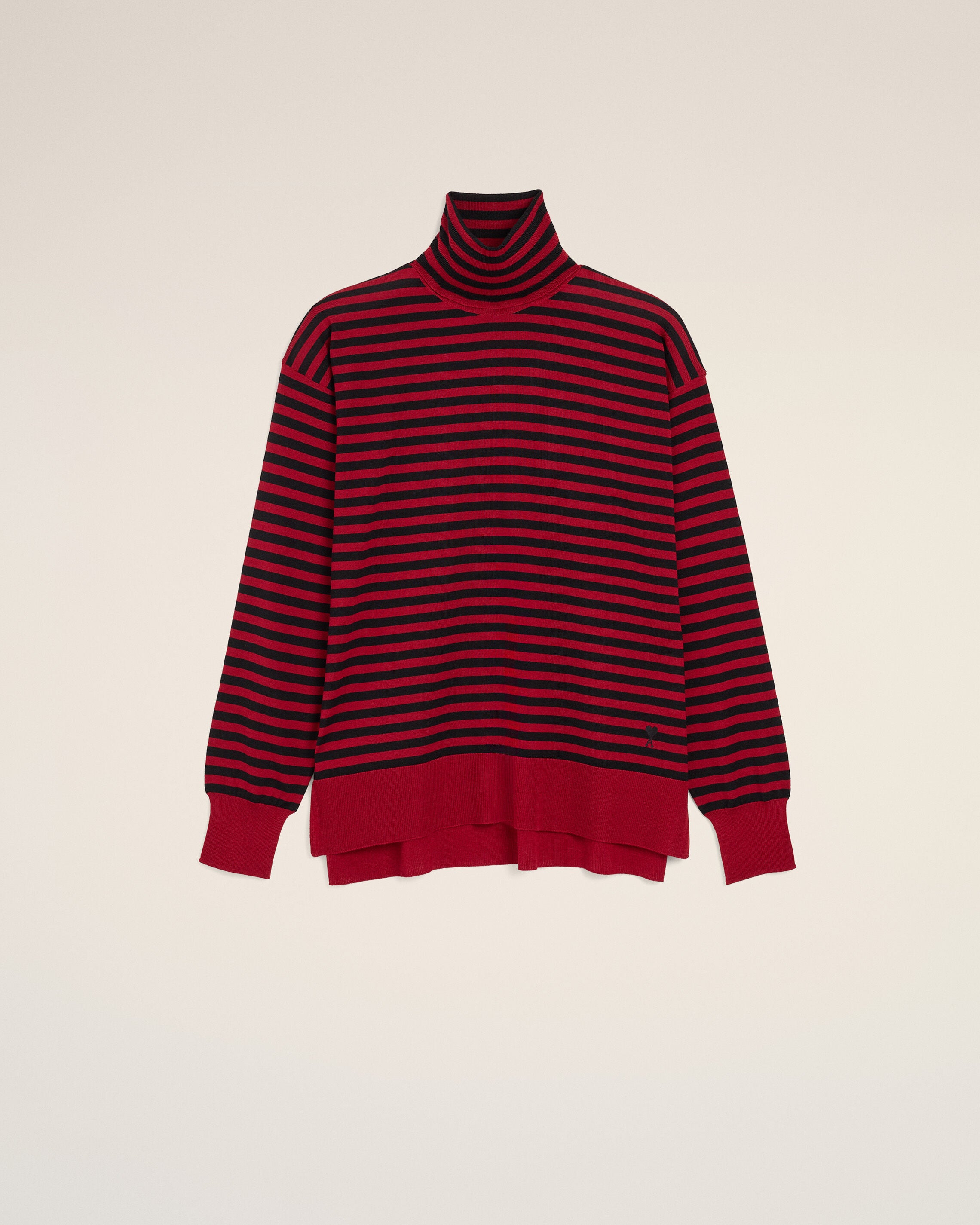 Red sailor striped wool and silk turtleneck sweater - 1