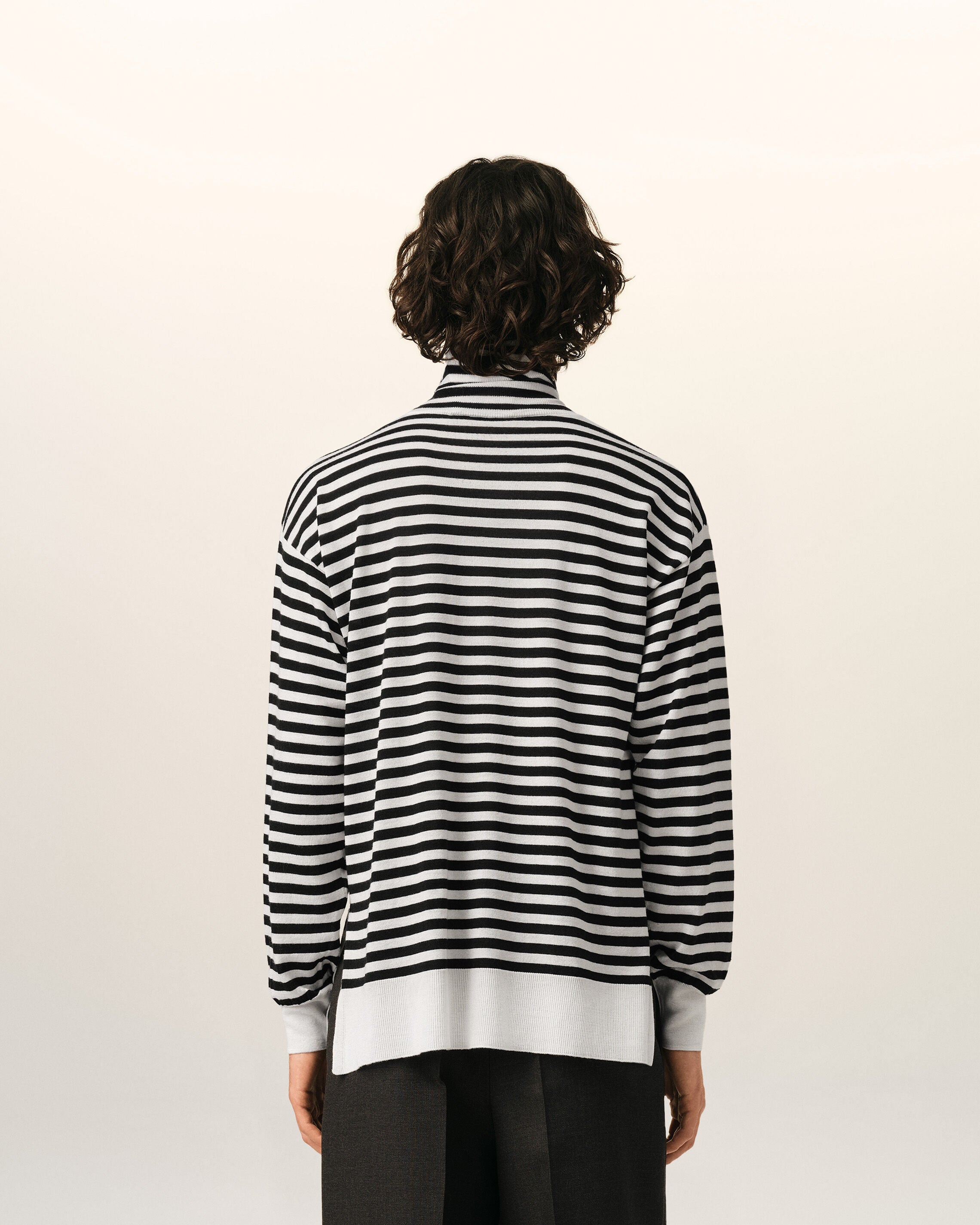 White sailor striped wool and silk turtleneck sweater - 5