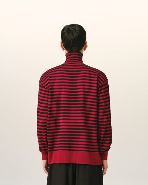Red sailor striped wool and silk turtleneck sweater - Man - 5 - AMI Paris - Ami Paris
