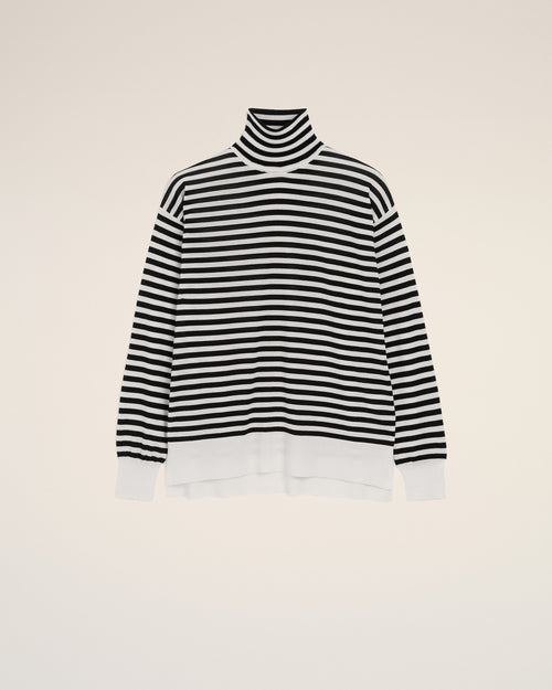 White sailor striped wool and silk turtleneck sweater - Woman - 7 - AMI Paris - Ami Paris