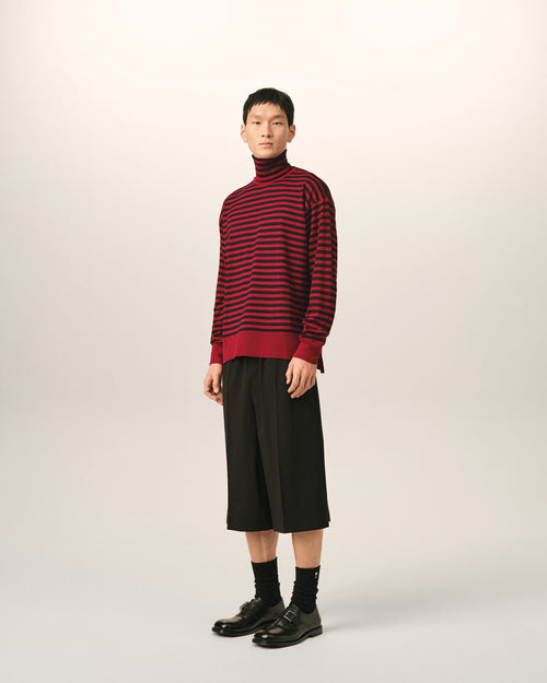 Red sailor striped wool and silk turtleneck sweater - Man - 6 - AMI Paris - Ami Paris