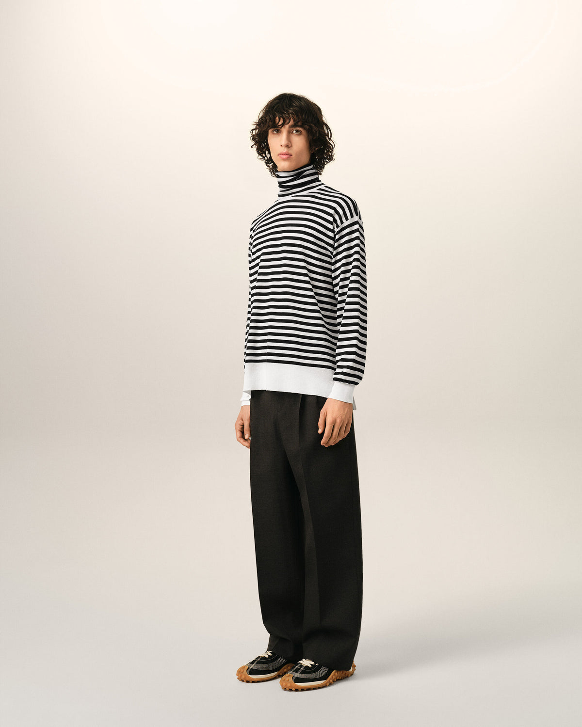 White sailor striped wool and silk turtleneck sweater - 6