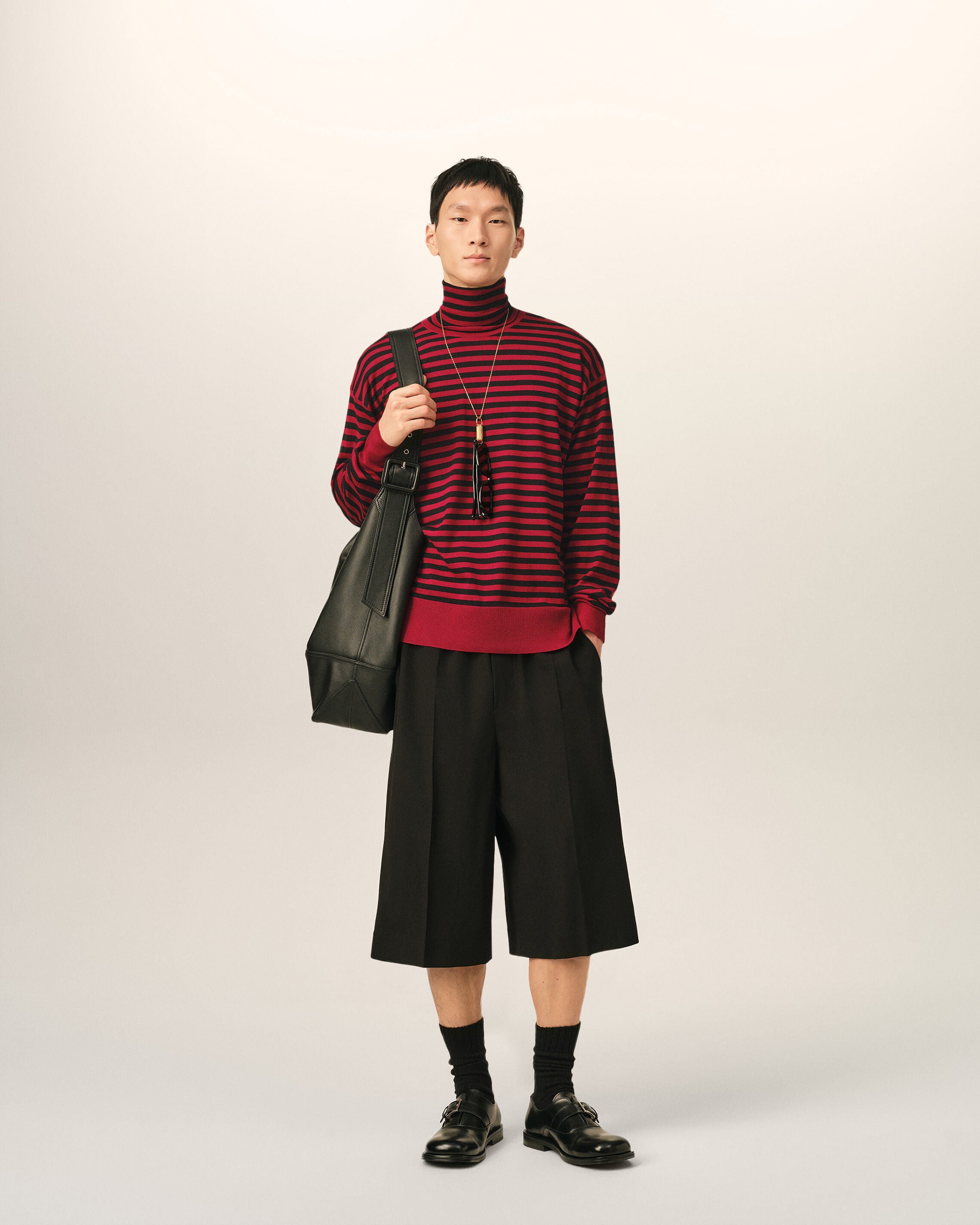 Red sailor striped wool and silk turtleneck sweater - 3