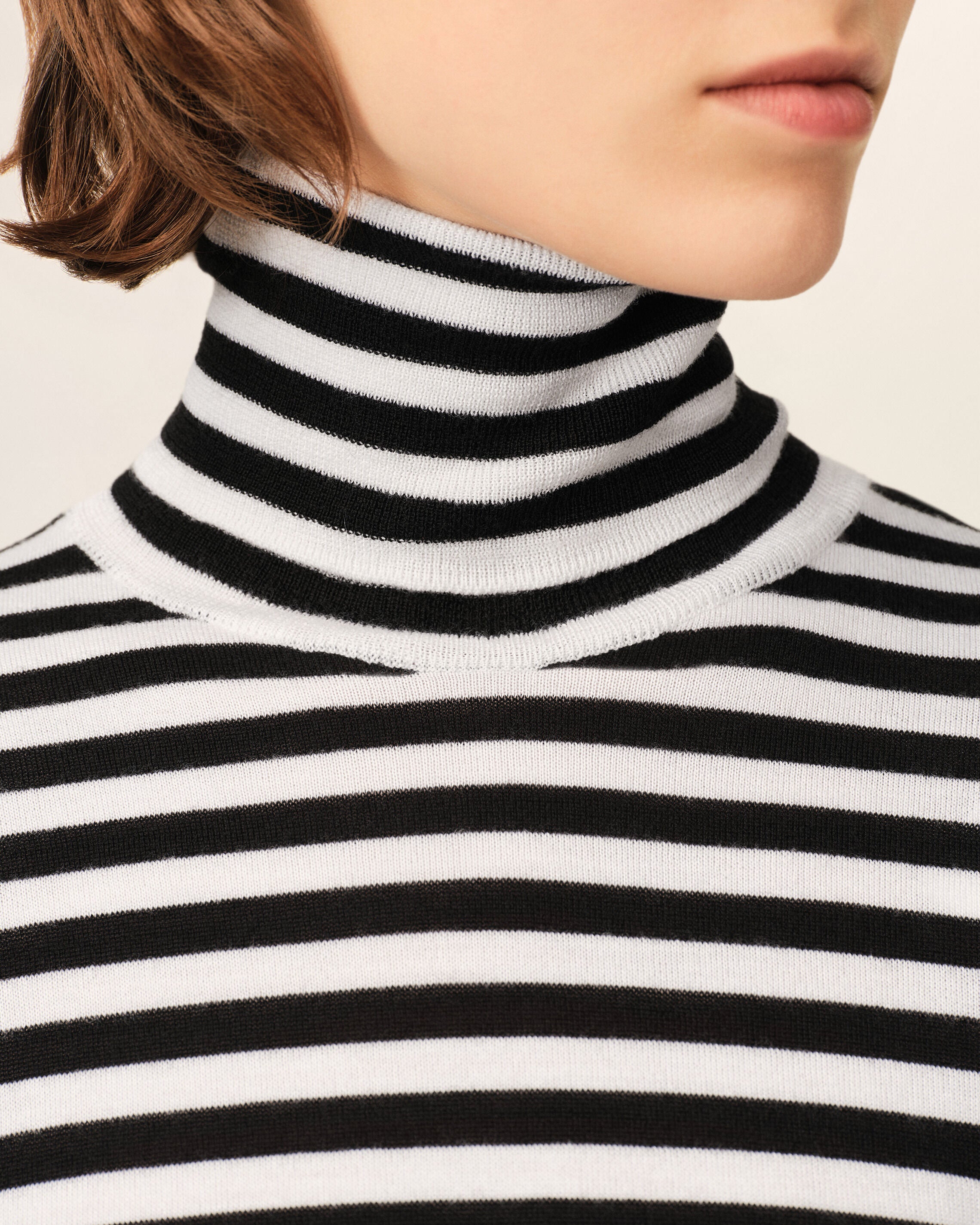 White sailor striped wool and silk turtleneck sweater - 10
