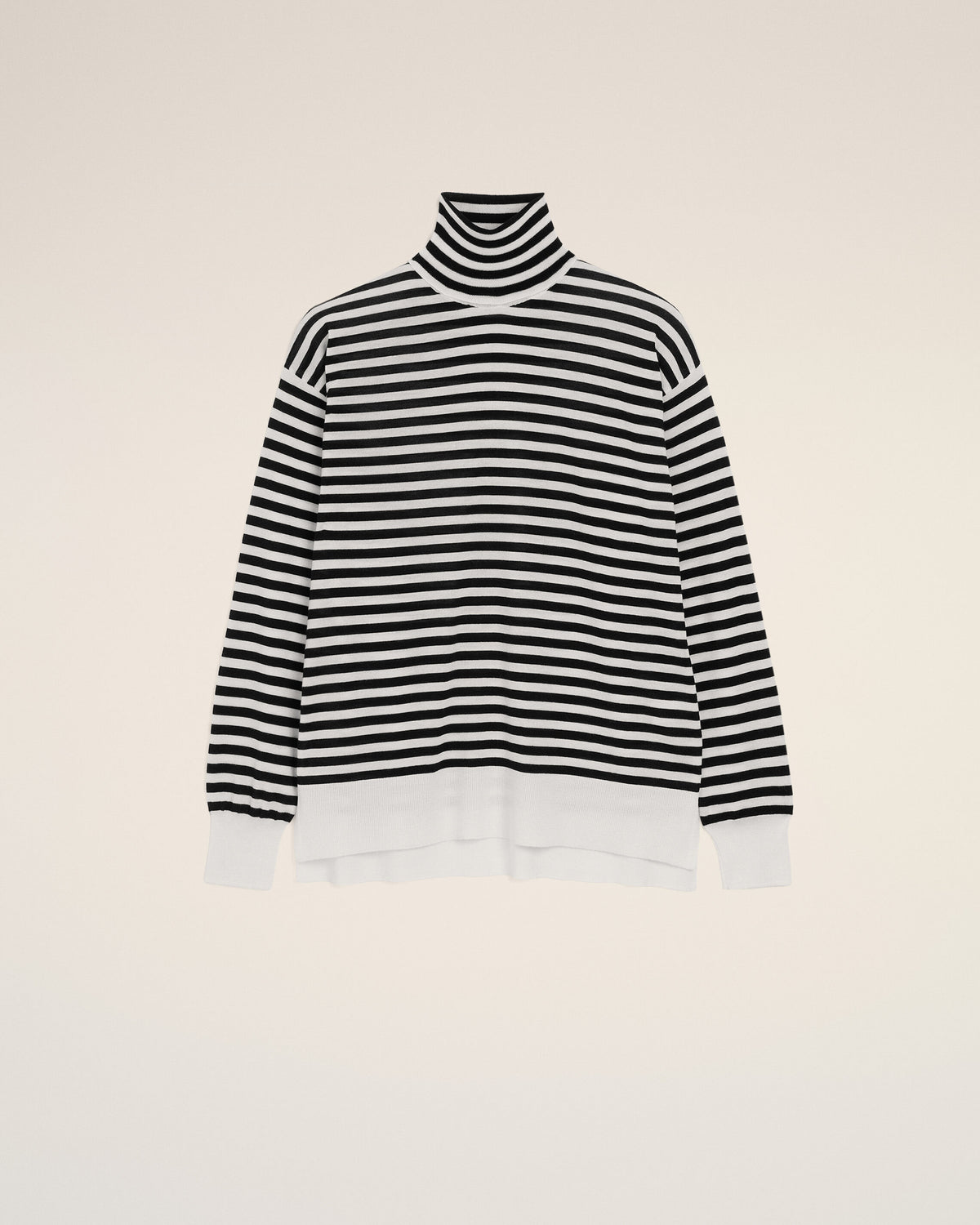 White sailor striped wool and silk turtleneck sweater - 7