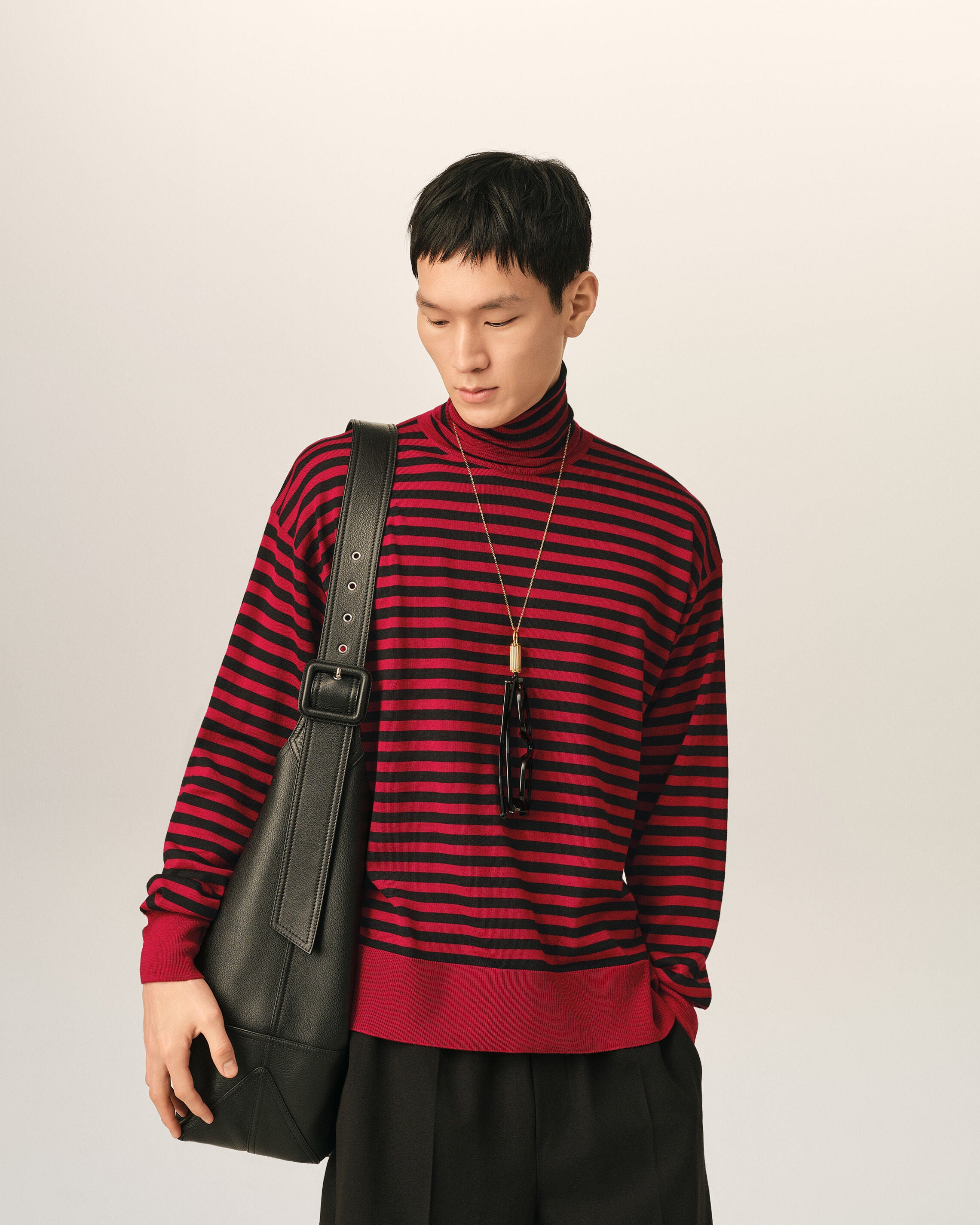 Red sailor striped wool and silk turtleneck sweater - 2