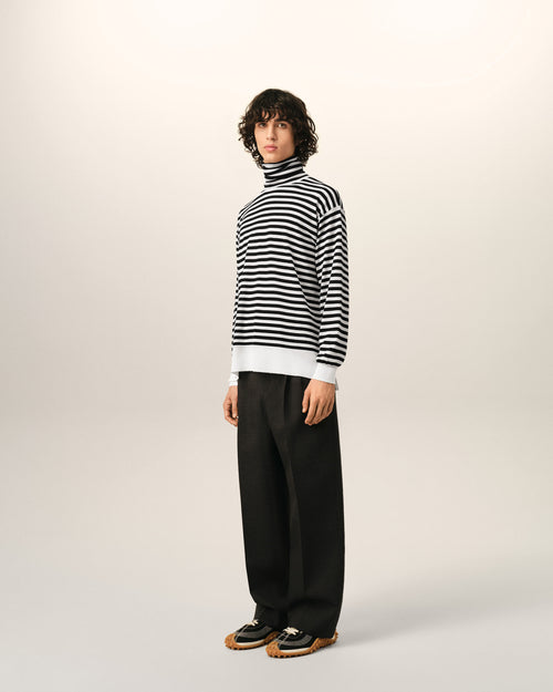 White sailor striped wool and silk turtleneck sweater - Man - 6 - AMI Paris - Ami Paris