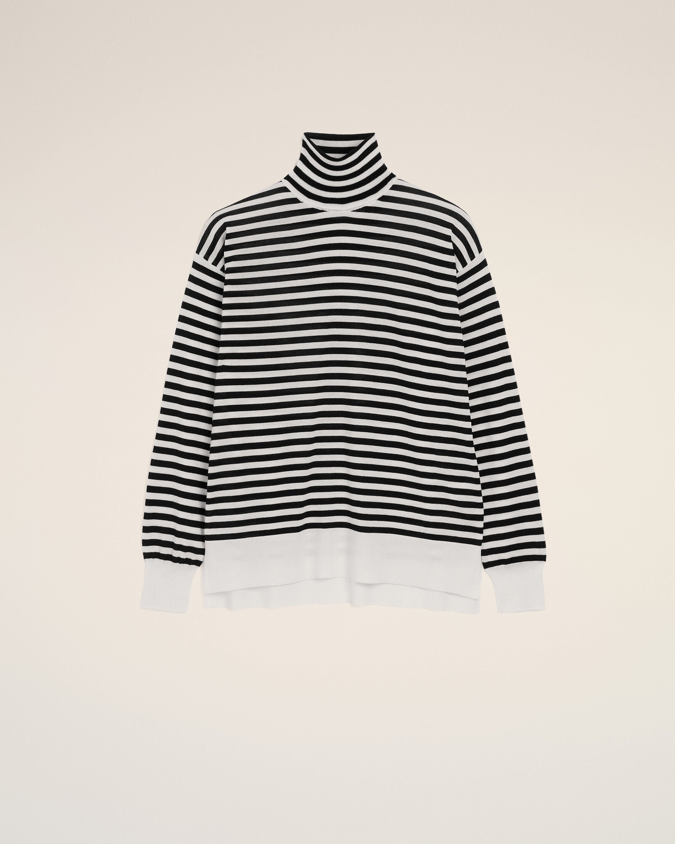 White sailor striped wool and silk turtleneck sweater - 1