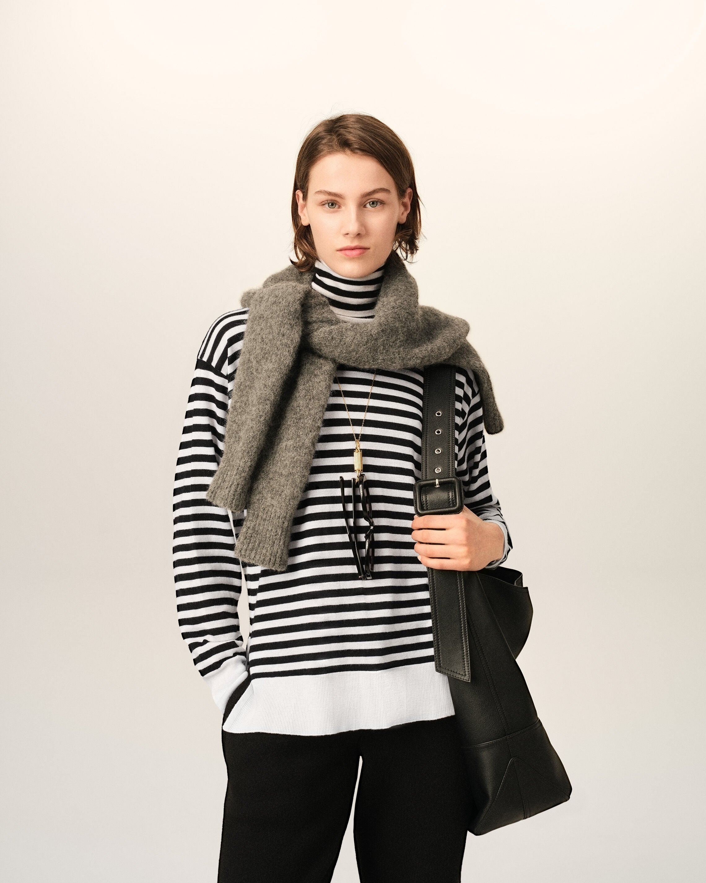 White sailor striped wool and silk turtleneck sweater - 8