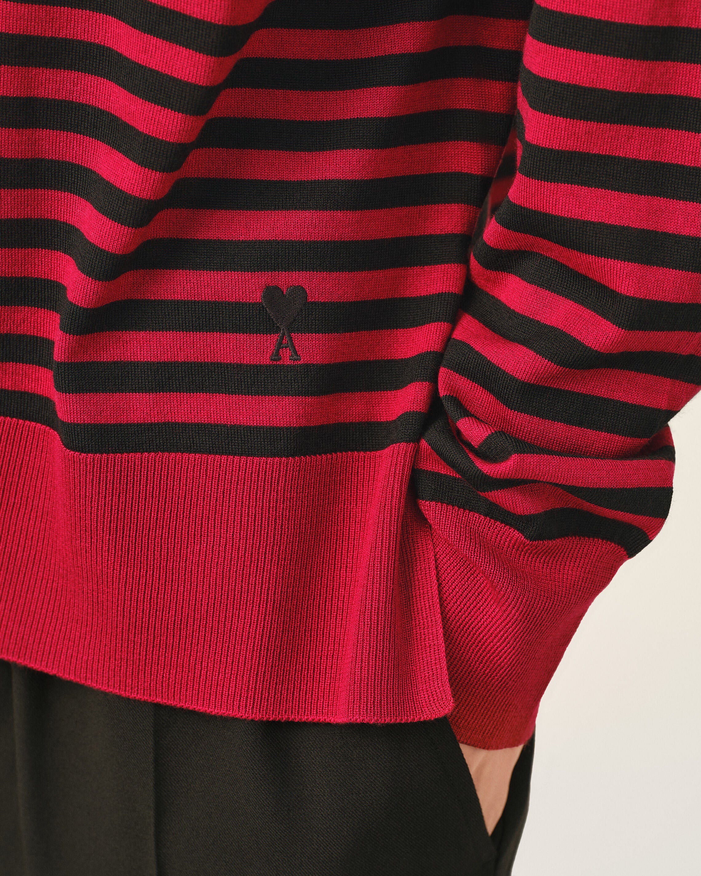 Red sailor striped wool and silk turtleneck sweater - 4