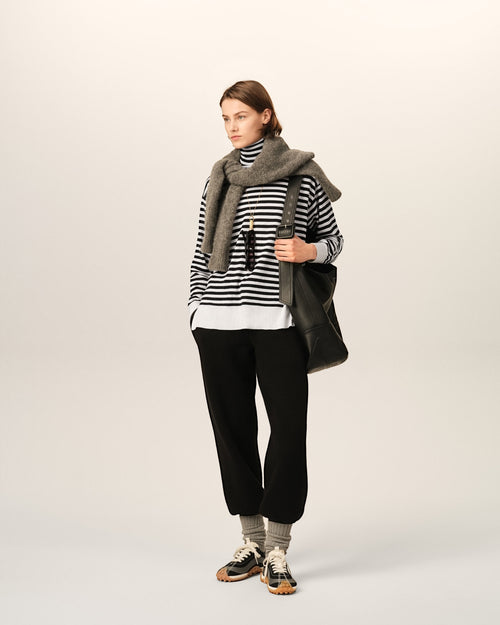 White sailor striped wool and silk turtleneck sweater - Woman - 9 - AMI Paris - Ami Paris
