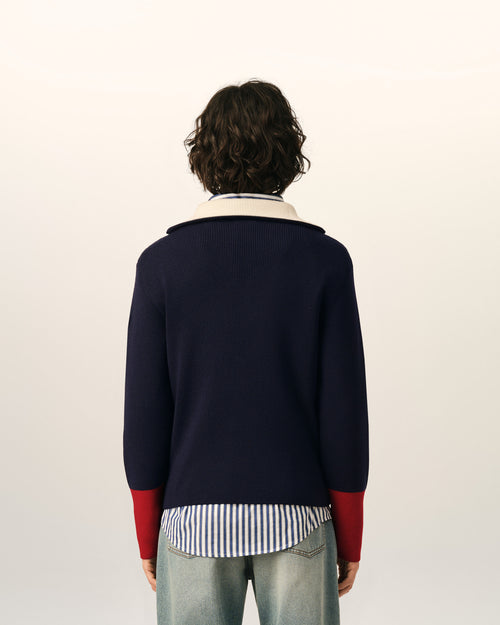 Pullover aus blauer Wolle mit Reißverschlusskragen - Herren - 5 - AMI Paris - Ami Paris