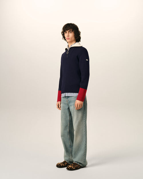 Pullover aus blauer Wolle mit Reißverschlusskragen - Herren - 6 - AMI Paris - Ami Paris