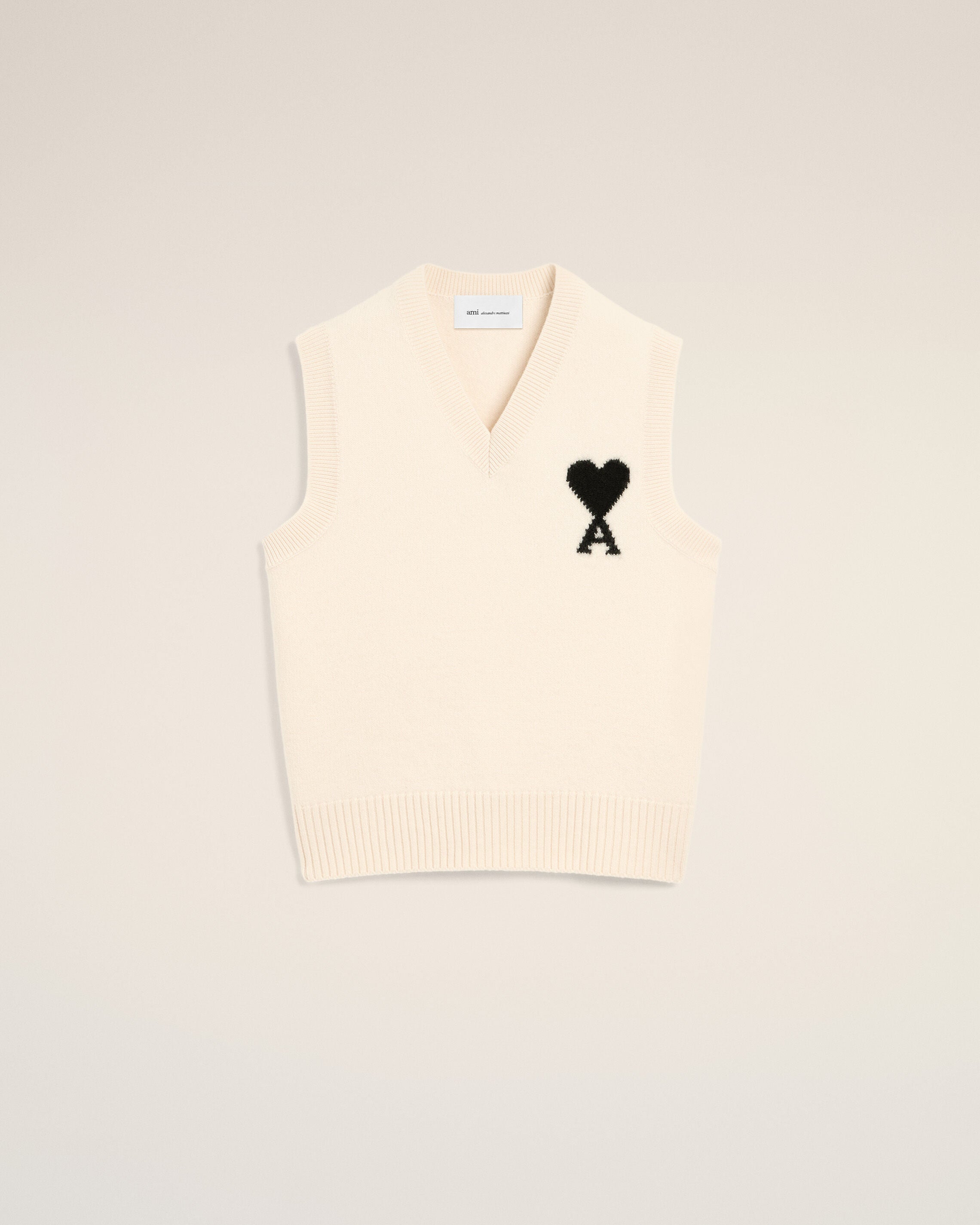 Pull blanc en laine sans manches Ami de Coeur - 1