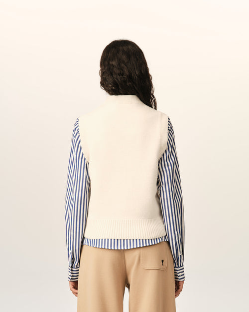 Pull blanc en laine sans manches Ami de Coeur - Femme - 11 - AMI Paris - Ami Paris
