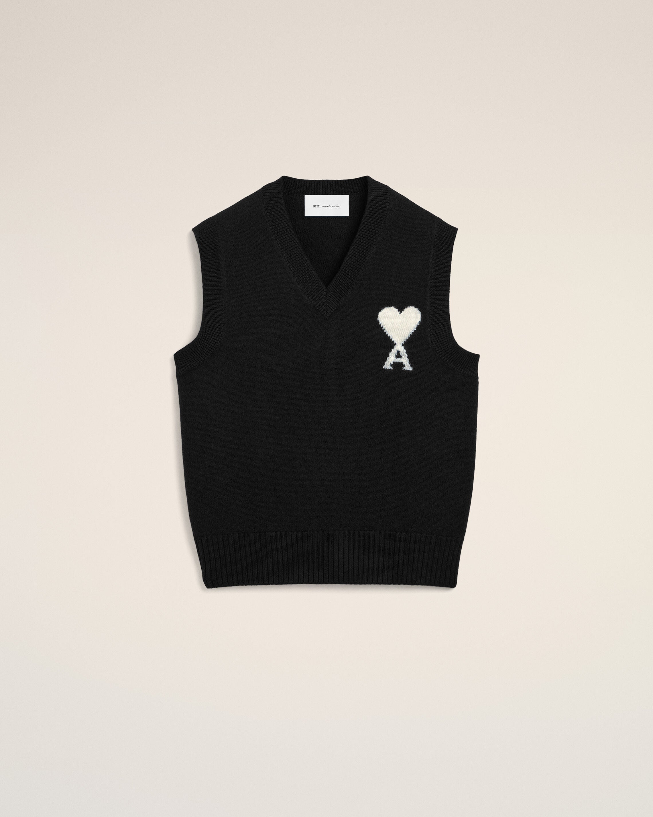 Black sleeveless wool sweater with Ami de Coeur - 1