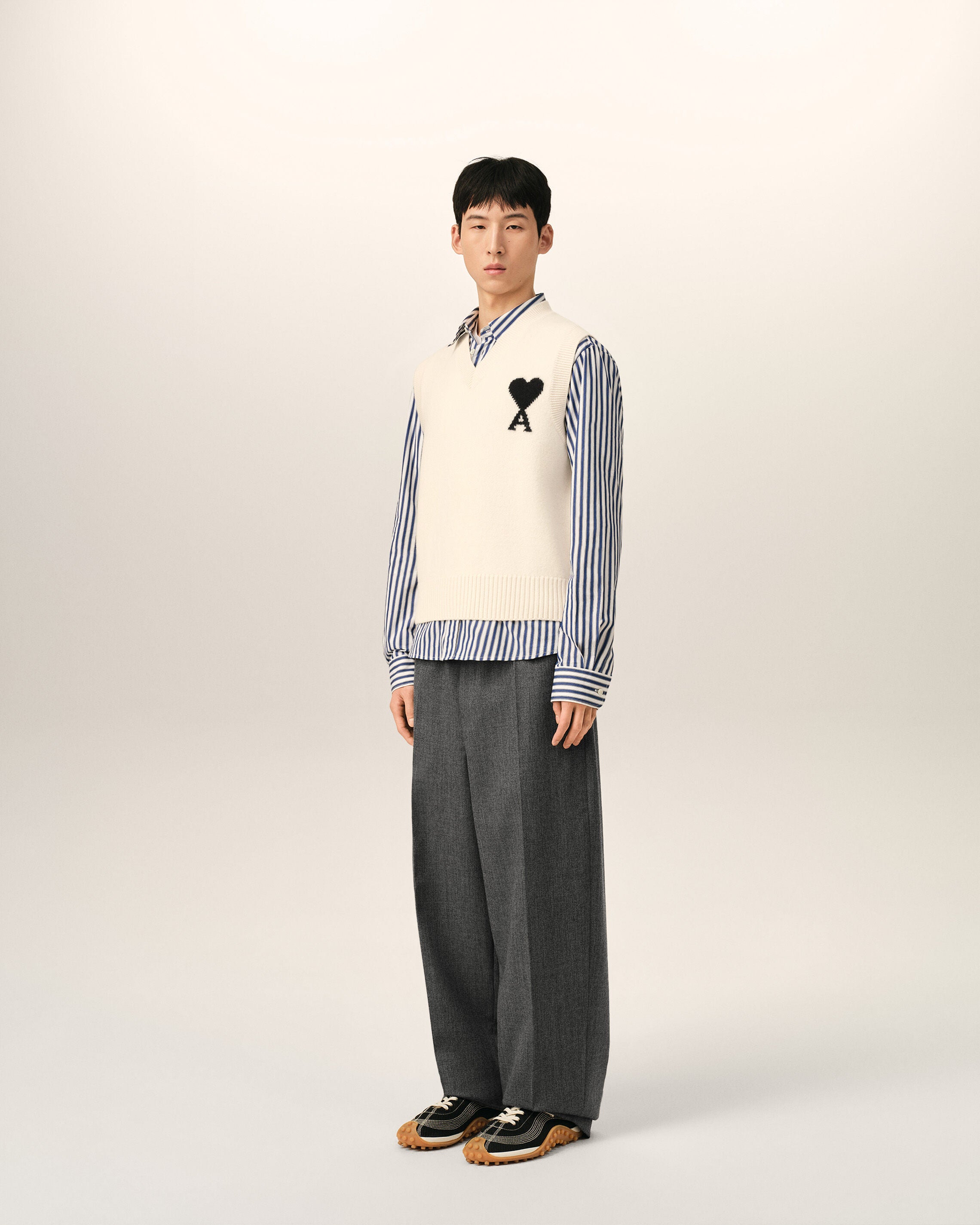 Pull blanc en laine sans manches Ami de Coeur - 6