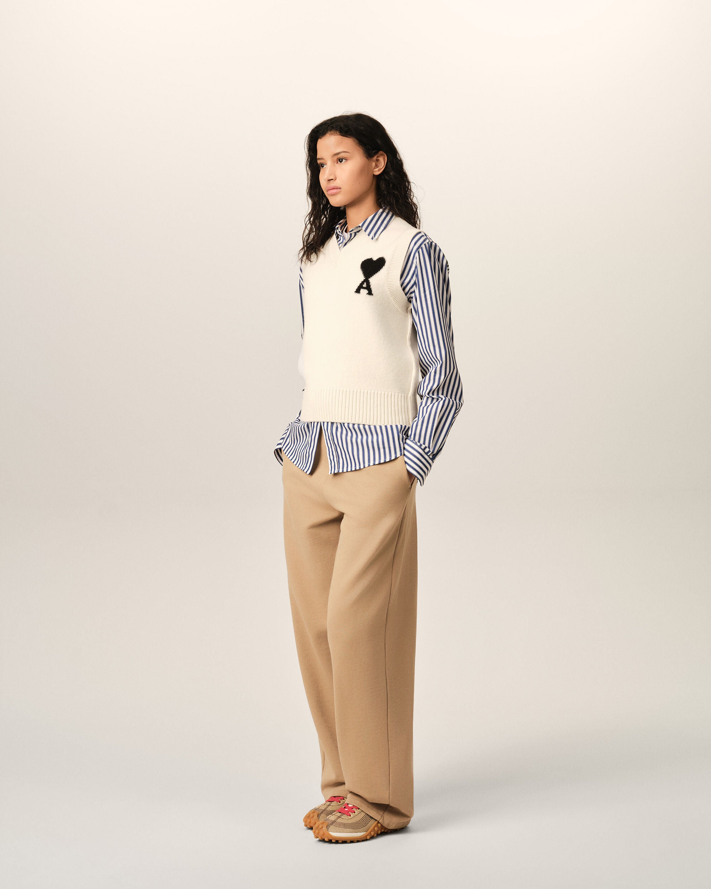 Pull blanc en laine sans manches Ami de Coeur - 12