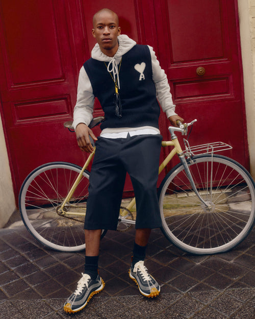Black sleeveless wool sweater with Ami de Coeur - Man - 7 - AMI Paris - Ami Paris