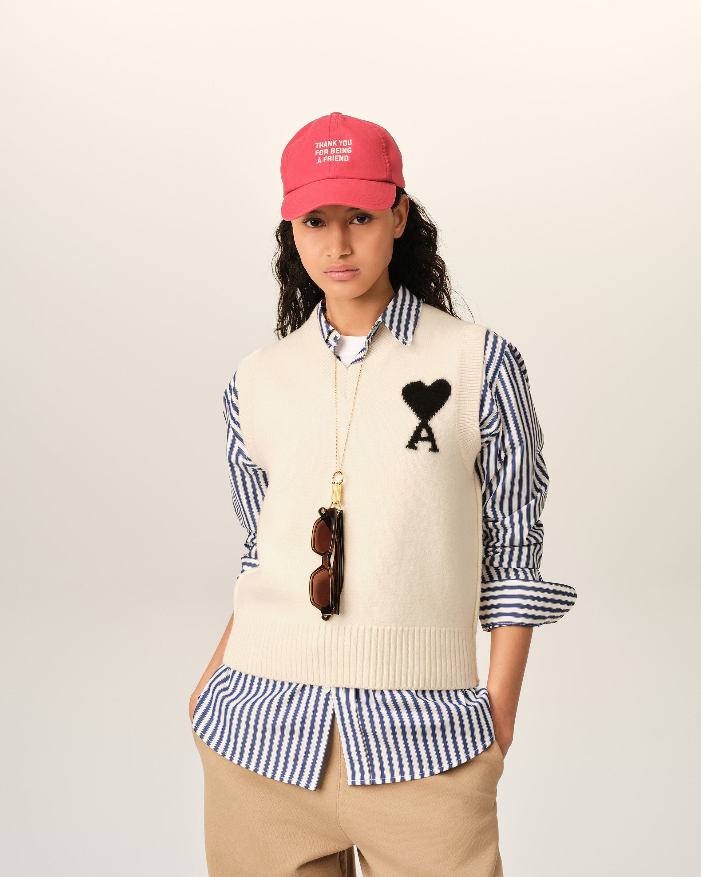 Pull blanc en laine sans manches Ami de Coeur - 8