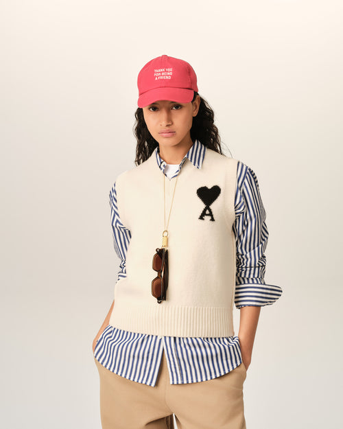 Pull blanc en laine sans manches Ami de Coeur - Femme - 8 - AMI Paris - Ami Paris