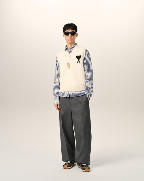 Pull blanc en laine sans manches Ami de Coeur - Homme - 3 - AMI Paris - Ami Paris