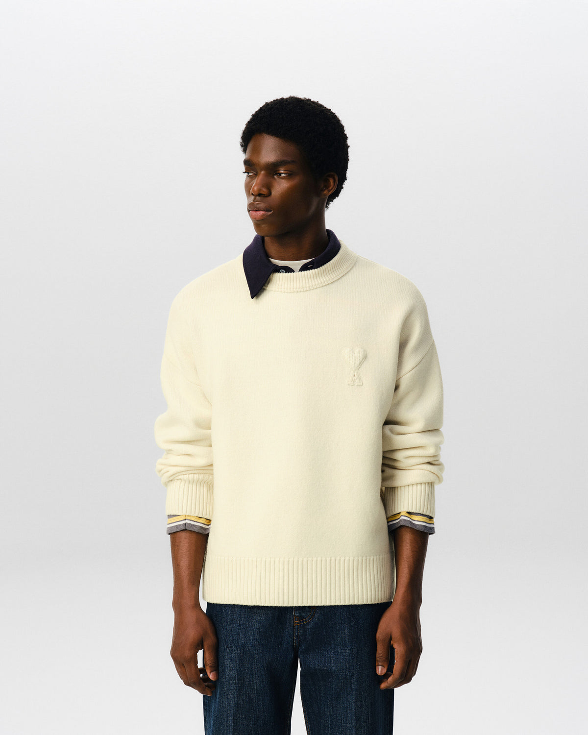 White wool sweater with Ami de Coeur patch - 2