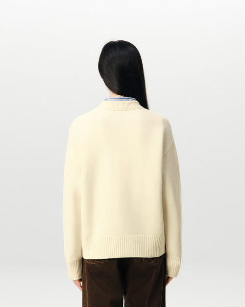 White wool sweater with Ami de Coeur patch - Woman - 11 - AMI Paris - Ami Paris