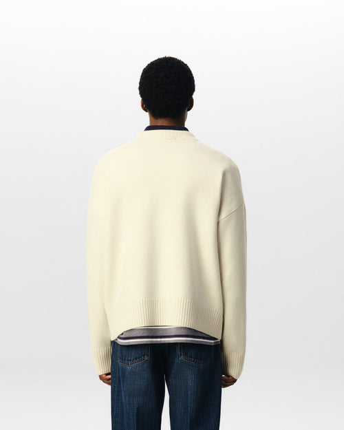 White wool sweater with Ami de Coeur patch - Man - 5 - AMI Paris - Ami Paris