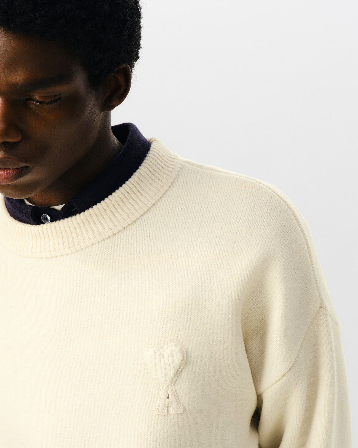 White wool sweater with Ami de Coeur patch - 4