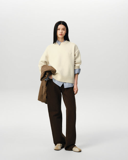 White wool sweater with Ami de Coeur patch - Woman - 9 - AMI Paris - Ami Paris