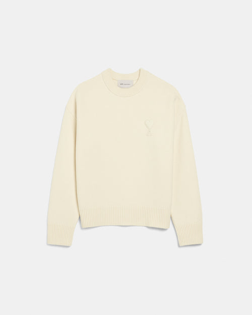 White wool sweater with Ami de Coeur patch - Woman - 7 - AMI Paris - Ami Paris